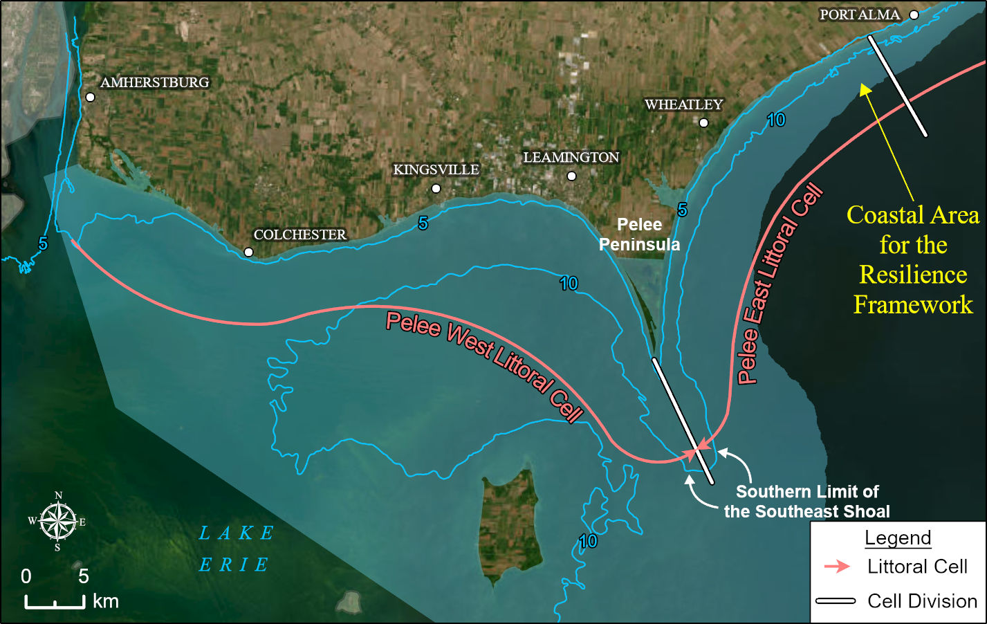 Layout Thumbnail-Lake Erie West Basin Reg Units (with Littoral Cells and SE Shoal)